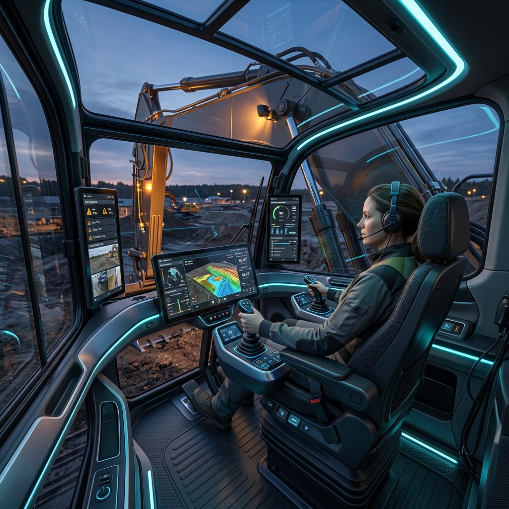 Futuristic Excavator Operator Cabin Render